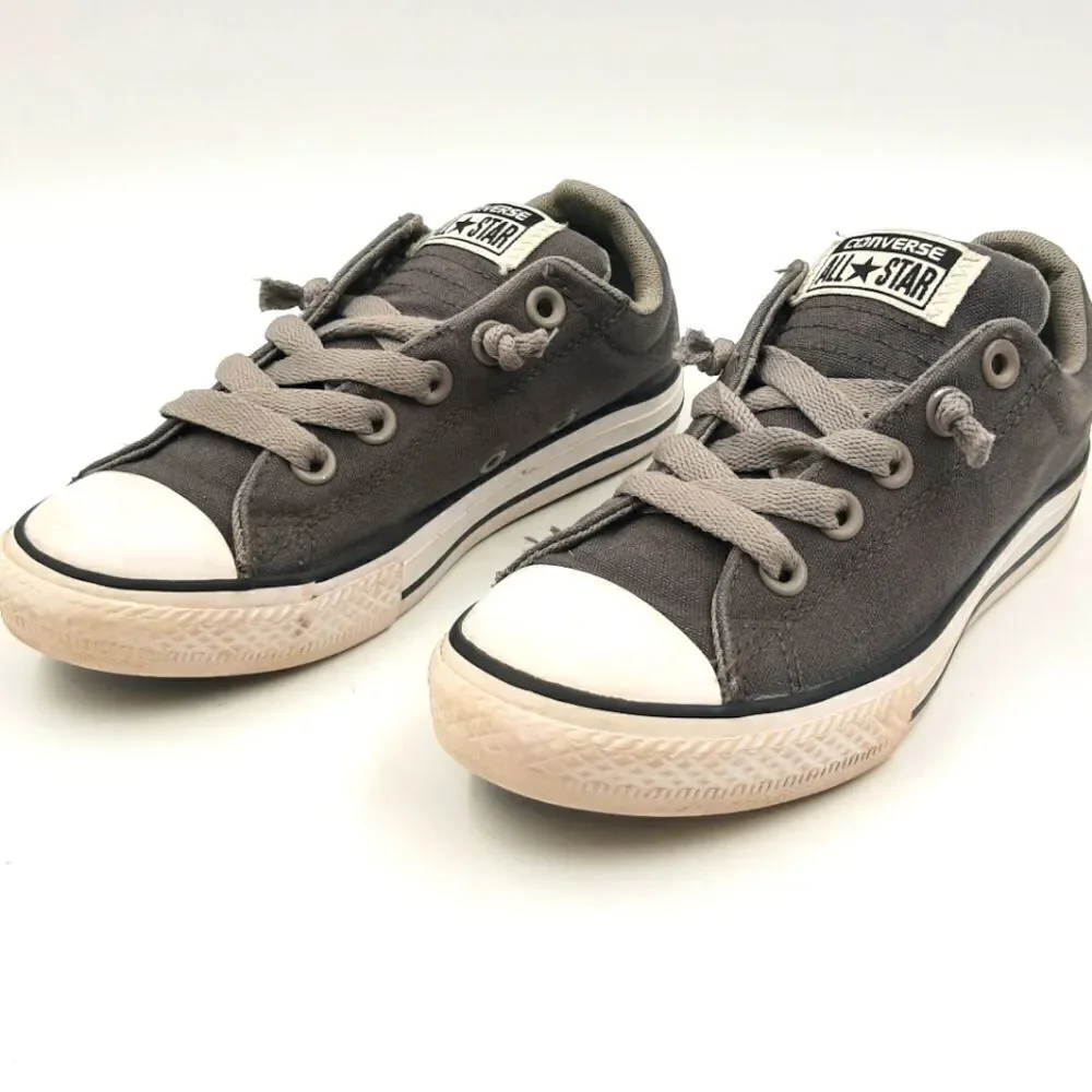 Converse All Star Junior Sz 1 Low Top Sneakers Gray Padded Lace Up Chuck…